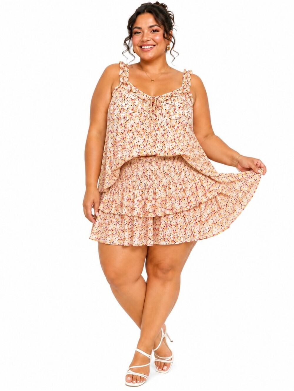 TORRID Sunshine Ditsy Floral Gauze Tank 3X & Ruffle Shorts 2X Set NWT